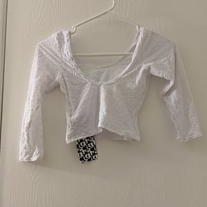 Black milk burned velvet white 3/4 sleeve crop top